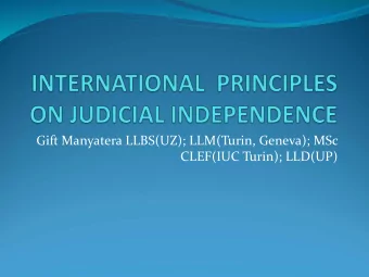 Gift Manyatera LLBS(UZ); LLM(Turin, Geneva); MSc  CLEF(IUC Turin); LLD(UP)  PRESENTATION OUTLINE