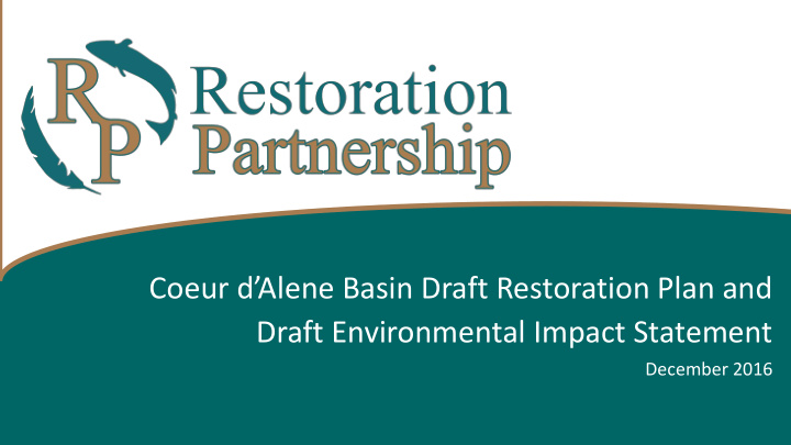 coeur d alene basin draft restoration plan and