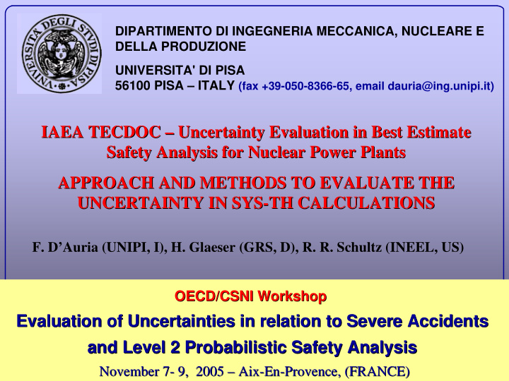 iaea tecdoc uncertainty evaluation in best estimate