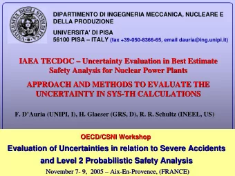 IAEA TECDOC    Uncertainty Evaluation in Best Estimate  Uncertainty Evaluation in Best