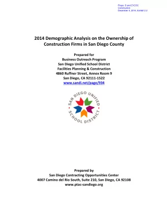 Prepared by San Diego Contracting Opportunities Center 4007 Camino del Rio South, Suite 210, San