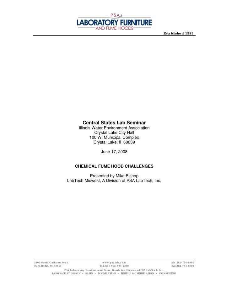 central states lab seminar