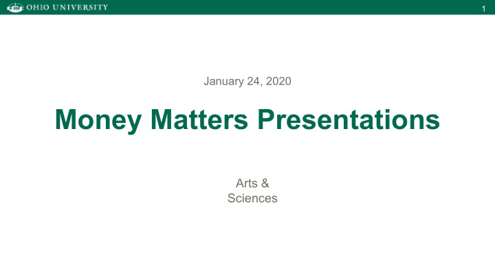 money matters presentations