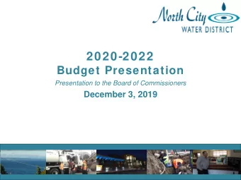 2020-2022  Budget Presentation  Presentation to the Board of Commissioners  December 3, 2019