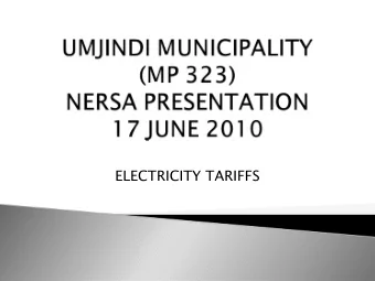 ELECTRICITY TARIFFS  Introduction  Background  Budget Assumptions  Budget highlights