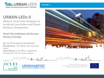 URBAN-LEDs II  Webinar: Smart Cities Strategies to  Accelerate Low-Carbon and Climate  Resilience