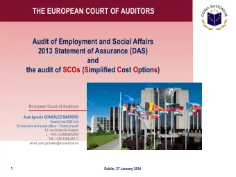 2013 Statement of Assurance (DAS)  and  the audit of SCOs (Simplified Cost Options)  European Court
