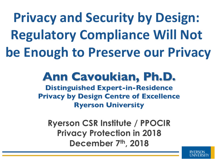 privacy and security by design regulatory compliance will
