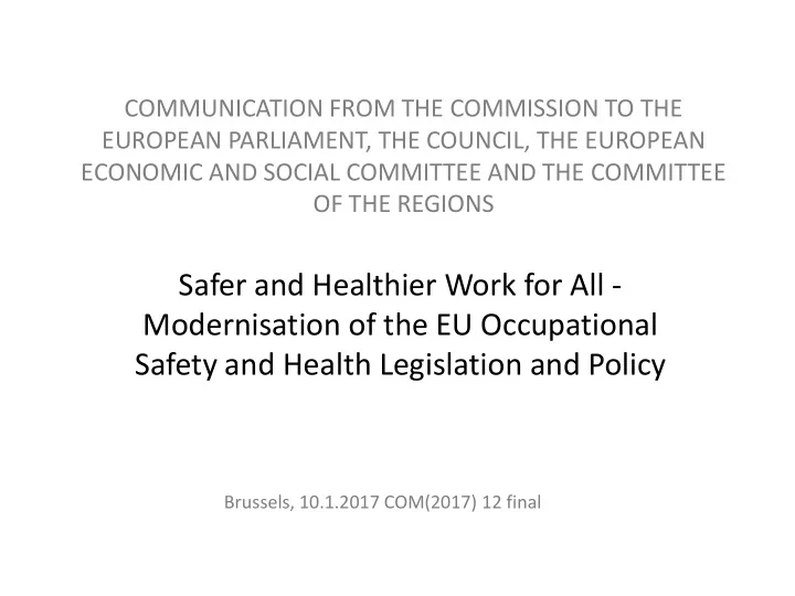 modernisation of the eu occupational