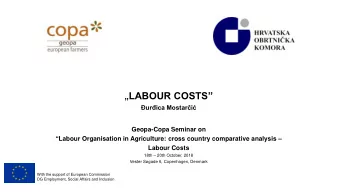 LABOUR COSTS  urica Mostari  Geopa-Copa Seminar on  Labour Organisation in