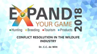 INDUSTRY  Dr. C.C. de Witt  INTRODUCTION  WILDLIFE INDUSTRY  WIDE, COMPLEX AND MYSTERIOUS