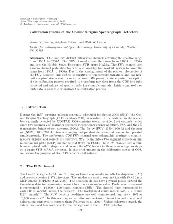 Calibration Status of the Cosmic Origins Spectrograph Detectors  Steven V. Penton, St  ephane B