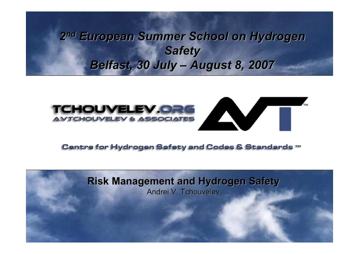 nd european summer school on hydrogen