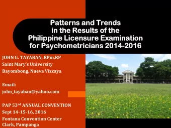 JOHN G. TAYABAN, RPm,RP Saint Marys University  Bayombong, Nueva Vizcaya  Email: