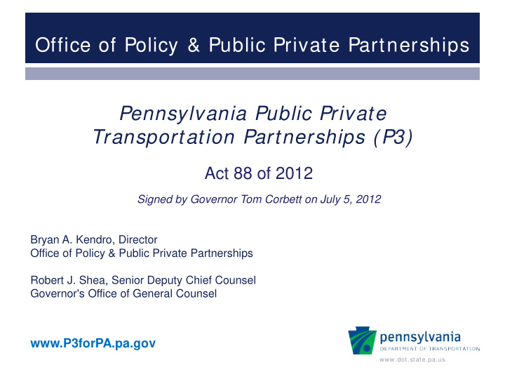 office of policy public private partnerships pennsylvania