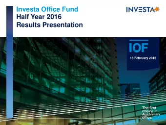Results Presentation  19 February 2015  18 February 2016  Highlights  Financial  &gt; Net profit of