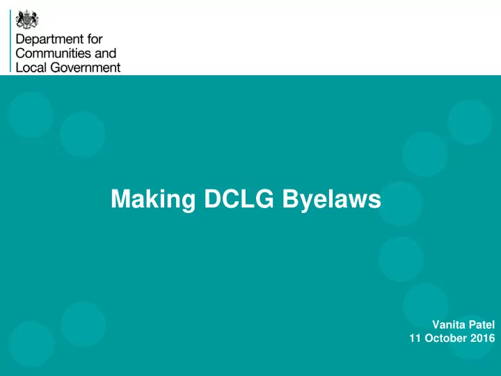 making dclg byelaws