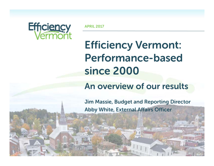 efficiency vermont performance based since 2000