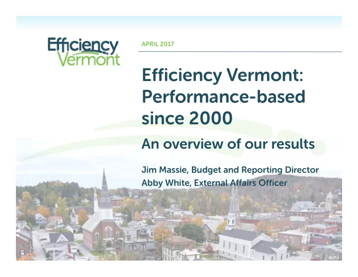 efficiency vermont performance based since 2000