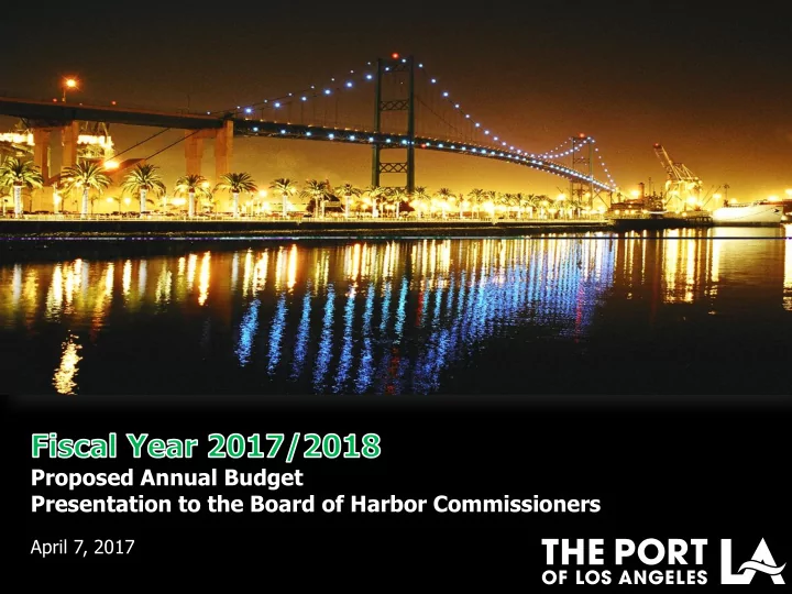 proposed annual budget presentation to the board of
