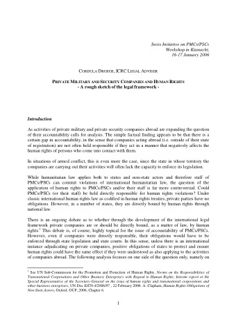 Swiss Initiative on PMCs/PSCs  Workshop in Ksnacht,  16-17 January 2006 C ORDULA D ROEGE , ICRC L