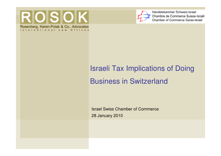 israeli tax implications of doing business in switzerland
