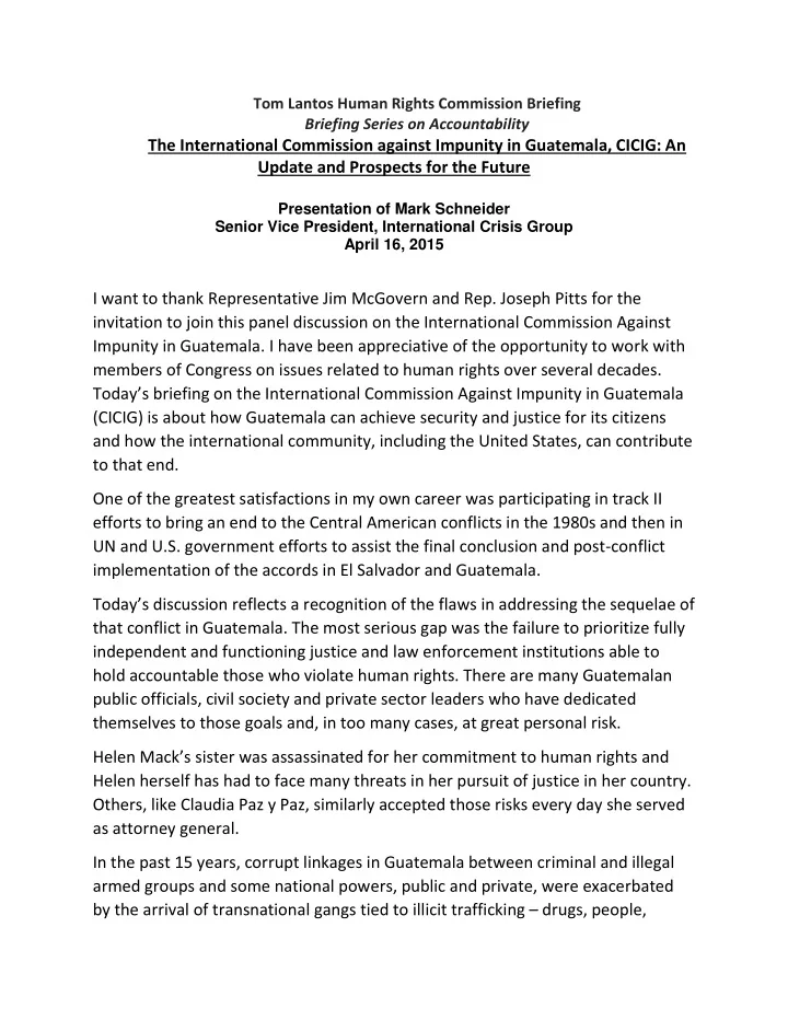 the international commission against impunity in