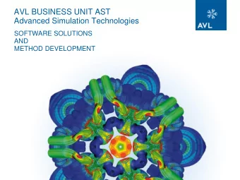 AVL BUSINESS UNIT AST  Advanced Simulation Technologies  SOFTWARE SOLUTIONS  AND  METHOD