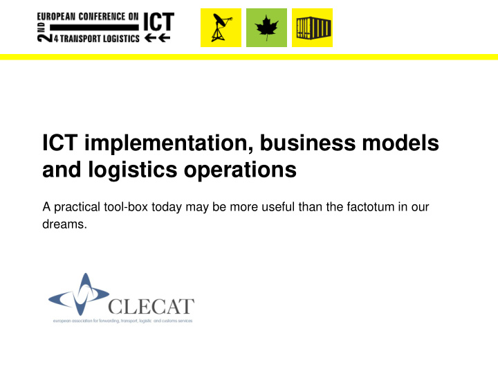 ict implementation business models and logistics