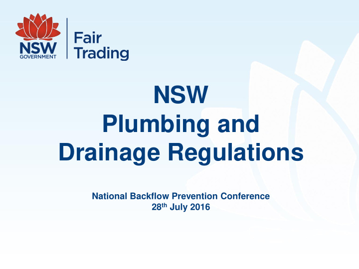 nsw plumbing and drainage regulations