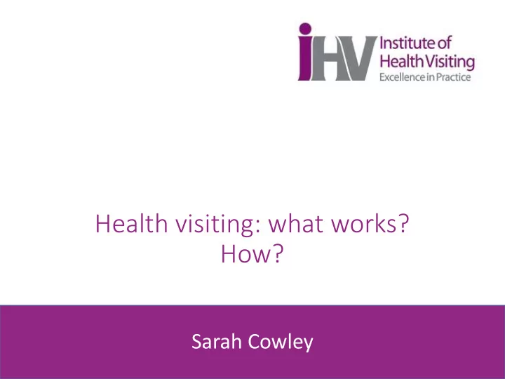 health visiting what works