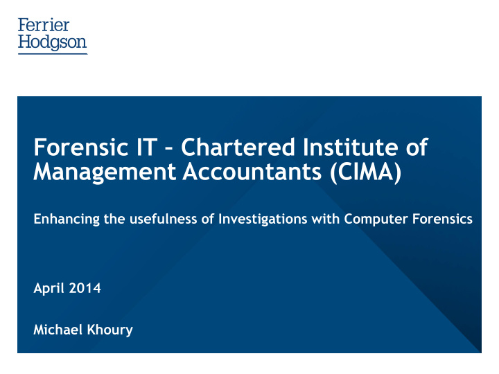 forensic it chartered institute of management accountants