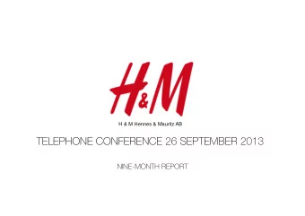 TELEPHONE CONFERENCE 26 SEPTEMBER 2013  NINE-MONTH REPORT  NILS VINGE  INVESTOR RELATIONS