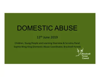 DOMESTIC ABUSE 12 th June 2019  Children, Young People and Learning Overview &amp; Scrutiny Panel