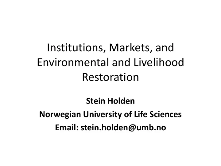institutions markets and