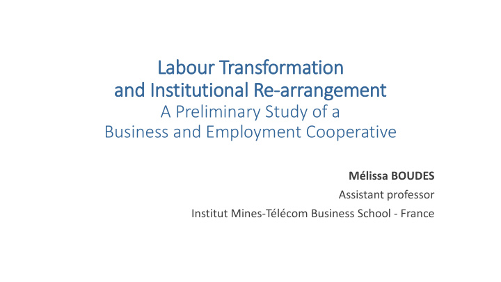 labour transformation and in institutional re re
