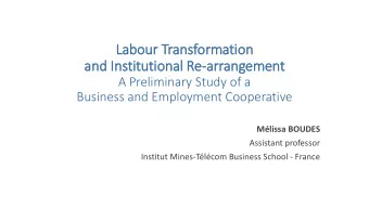 Labour Transformation  and In  Institutional Re  Re-arrangement  A Preliminary Study of a  Business