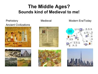 The Middle Ages?  Sounds kind of Medieval to me!  Prehistory                              Medieval