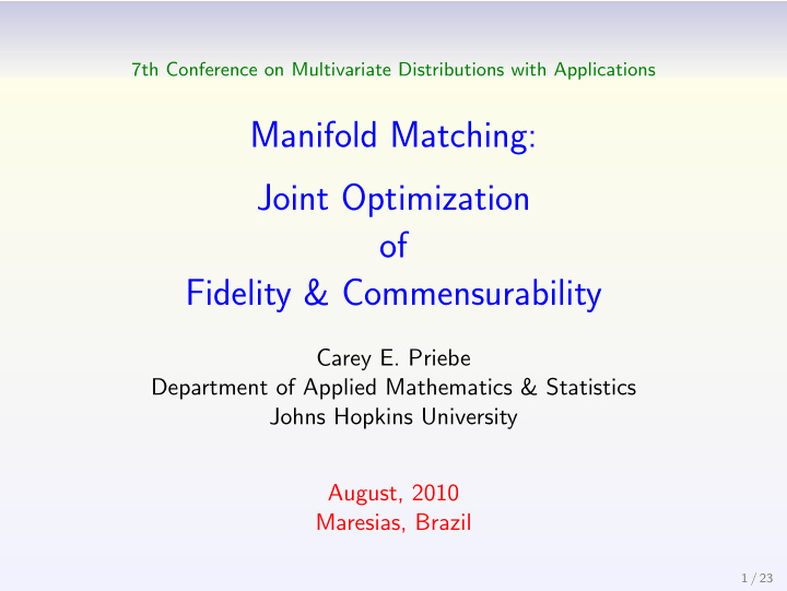 manifold matching joint optimization of fidelity