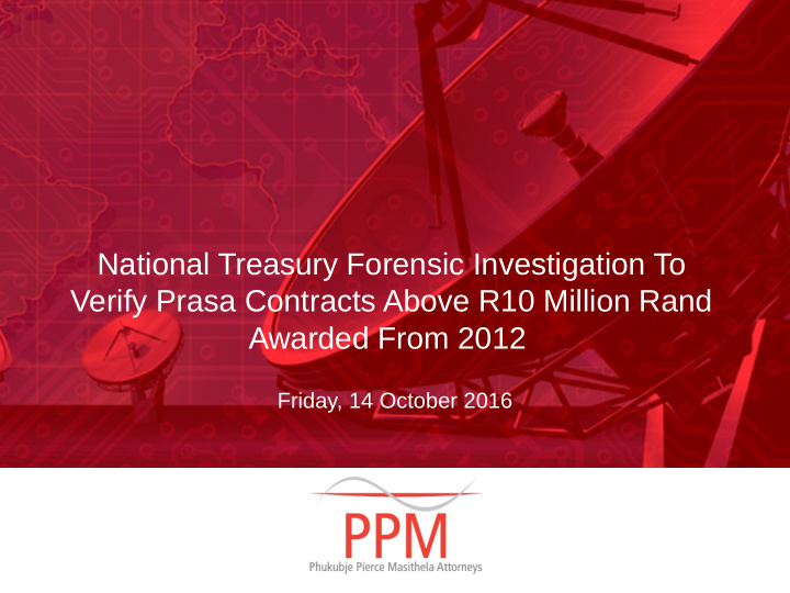 national treasury forensic investigation to verify prasa