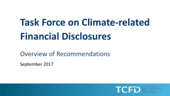 Financial Disclosures  Overview of Recommendations  September 2017 B ACKGROUND  G20 Finance