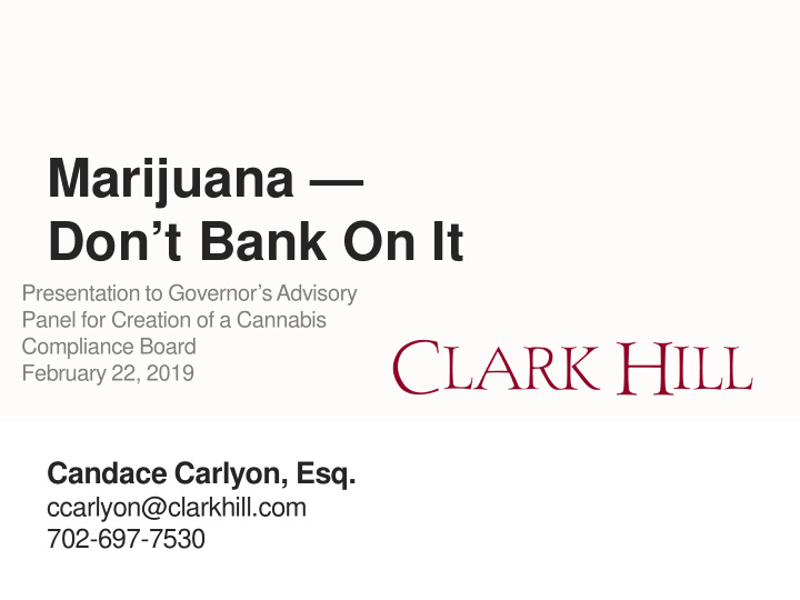 marijuana don t bank on it
