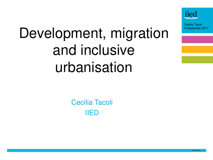development migration and inclusive urbanisation