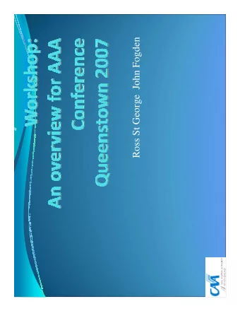 Ross St George  John Fogden  Two Day Workshop  Responsibilities of the Senior Person/Chief