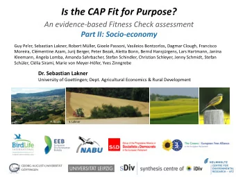 Is the CAP Fit for Purpose?  An evidence-based Fitness Check assessment  Part II: Socio-economy