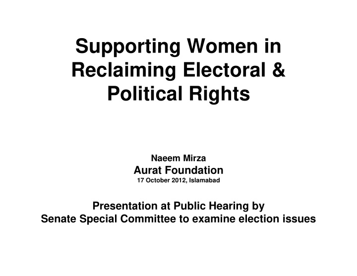 supporting women in reclaiming electoral political rights