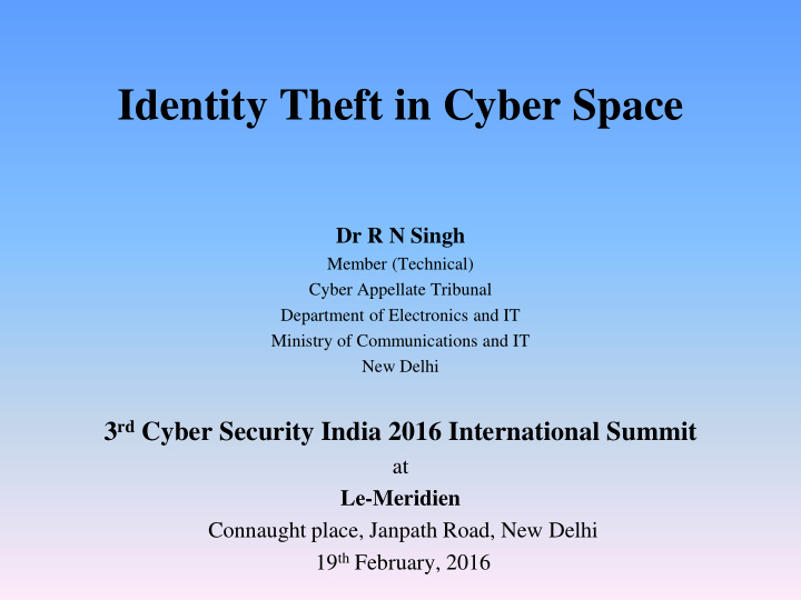 identity theft in cyber space