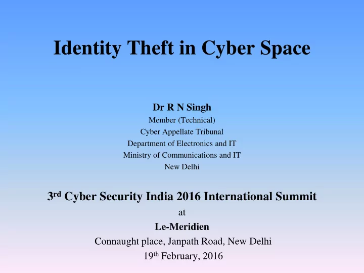 identity theft in cyber space