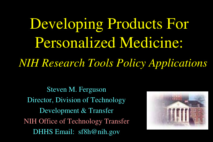 developing products for personalized medicine