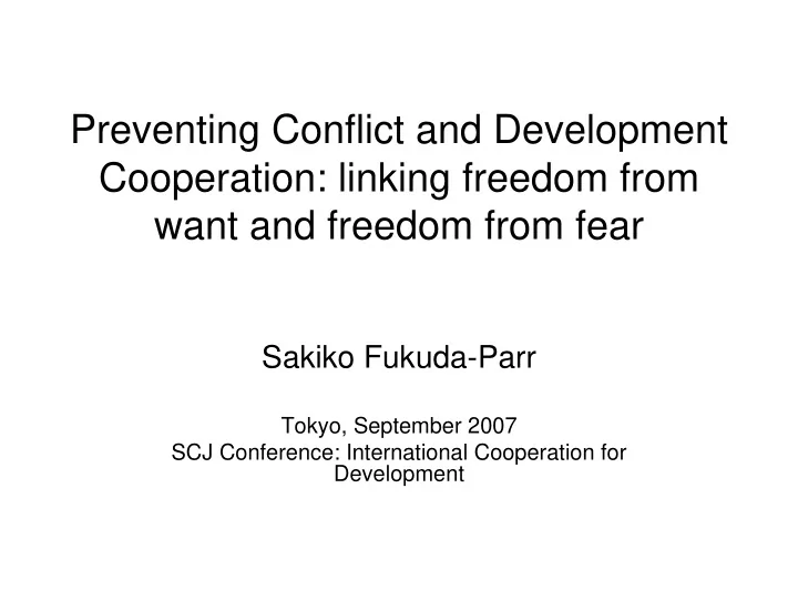 preventing conflict and development cooperation linking